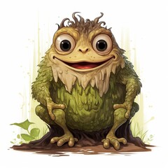 swamp monster on a white background character.