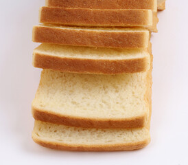 white sandwich bread on white background, new