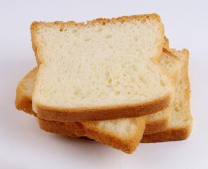 white sandwich bread on white background, new