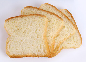 white sandwich bread on white background, new