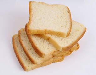 white sandwich bread on white background, new