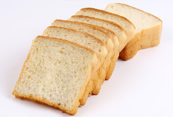 white sandwich bread on white background, new