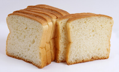 white sandwich bread on white background, new