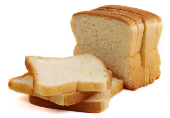 white sandwich bread on white background, new