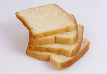 white sandwich bread on white background, new