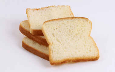 white sandwich bread on white background, new