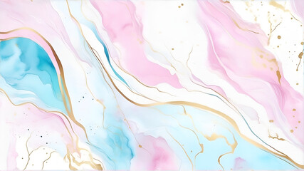Abstract gold, blue and pink swirl wave background. Flow liquid lines design element. Generative AI, Generative, AI
