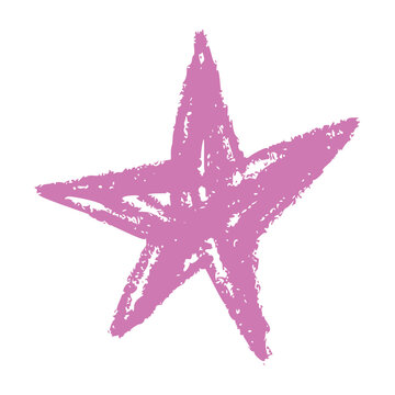 Naklejki Shape elements, abstract. Graphic pink stars among scribble doodles, color collage. Flat vector illustrations isolated on white background