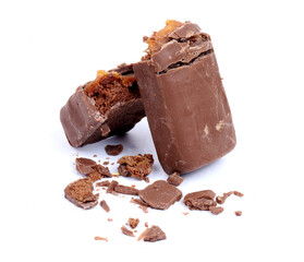 caramel chocolate in white background, new photos