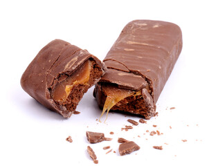 caramel chocolate in white background, new photos