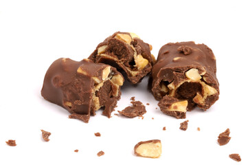 caramel chocolate in white background, new photos