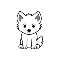 baby fox, wolf flat icon illustration for nursery