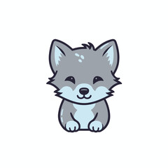 baby fox, wolf flat icon illustration for nursery