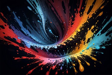 Abstract Splash of Paint Liquid on Dark Background