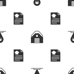Set Location house, Garage and House contract on seamless pattern. Vector