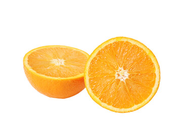 Orange with cut in half  isolated on white background