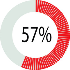 57% Loading. Circle percentage diagrams 57% ready to use for web design, user interface (UI) or infographic, for business , indicator isolated on transparent background.