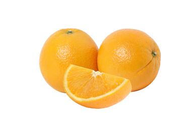 Orange with cut in half  isolated on white background