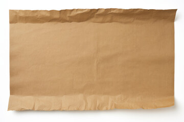 Obraz premium Parchment for baking culinary. Brown baking paper sheet isolated on white background, top view.