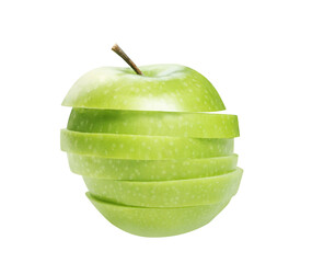 Fresh green apple  isolated on  background