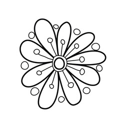 Beautiful Folkloric Flower, Nature Inspired Design Element. Ornate Abstract Pattern. Ethnic Motif, Floral Style. Vector Illustration. Coloring Book Page