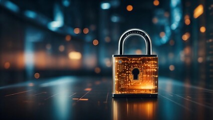 cybersecurity concept, user privacy security and encryption, secure internet access Future technology and cybernetics, internet security, screen with padlock