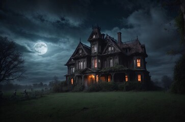 Fototapeta premium Old abandoned haunted house. Spooky Halloween house.