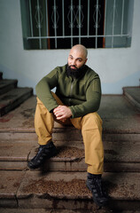 Portrait of the military bearded man