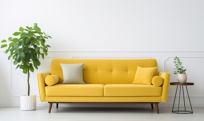 A beautiful canvas frame 3D mockup in living room, bed room, modern Interior Design Background Generative AI