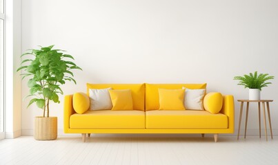 A beautiful canvas frame 3D mockup in living room, bed room, modern Interior Design Background Generative AI