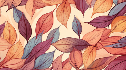 Fototapeta premium autumn leaves and branches background, abstract soft color softpastel bright colors, fall pattern