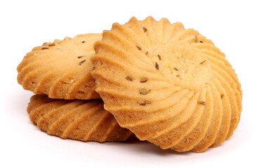 ajwain cookies on white background, new angles
