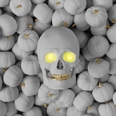 Halloween pumpkin background, 3d rendered illustration