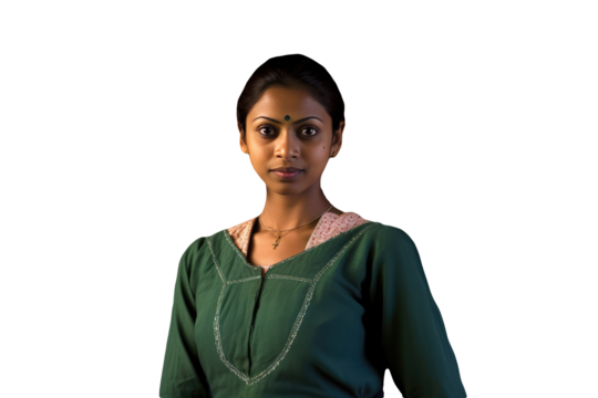 A Fictional Character Created By Generative AI. Indian Medical Staff Portrait of A nurse or doctor in Green Suit. Generative Business AI Character.