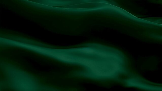 Bottle Green background flag video waving in wind. Realistic Ocean background. Bottle Green Flag Looping 1080p Full HD 1920X1080 footage. Bottle Green color sign of sophistication, harmony, serenity
