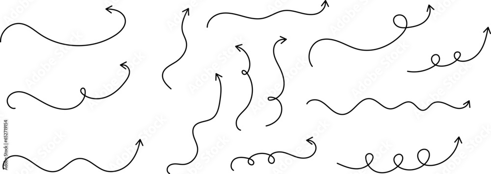 Aufkleber set of hand-drawn arrows. collection of hand drawn arrows on transparent background. arrow mark icon