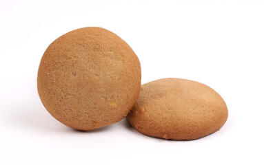 Fototapeta premium Chocolate filled cookies on white, loaded with chocolate inside