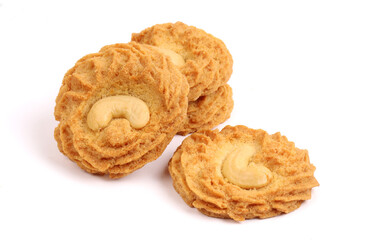 cashew cookies, kaju cookies on white background, new angles 