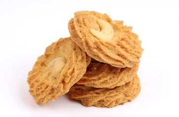 cashew cookies, kaju cookies on white background, new angles 