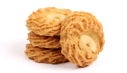 cashew cookies, kaju cookies on white background, new angles 