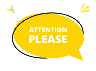 Attention please speech bubble text. Hi There on bright color for Sticker, Banner and Poster. vector illustration.