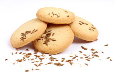 Jeera cookies, Cumin Cookies on white background, new angles