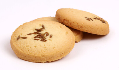 Jeera cookies, Cumin Cookies on white background, new angles