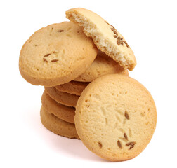 Jeera cookies, Cumin Cookies on white background, new angles