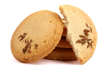 Jeera cookies, Cumin Cookies on white background, new angles