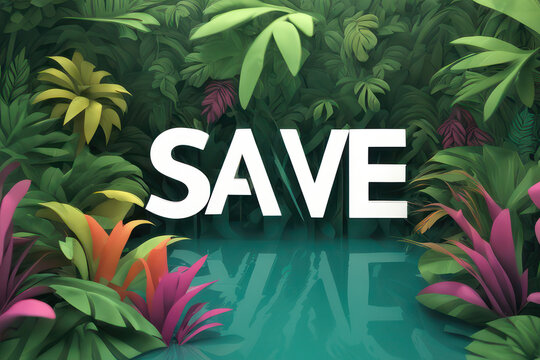 message saying Save on abstract background, environment concept, generative ai