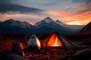 Fotobehang camping in the mountains © Aravinth