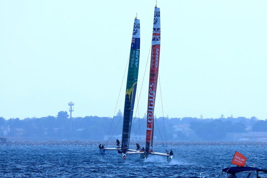 Gara del campionato del mondo SailGp tenutosi a Taranto il 23 settembre 2023 con catamarano volante F50