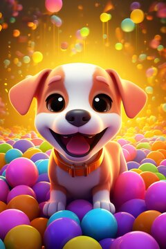 Cute dog with colorful decoration generated by AI