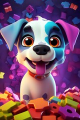 Cute dog with colorful decoration generated by AI